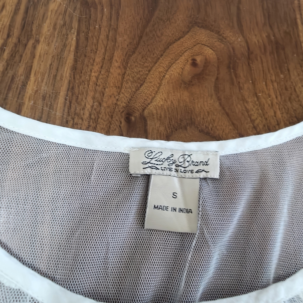 Lucky Brand Sheer White Embroidered Blouse - Picture 2 of 3